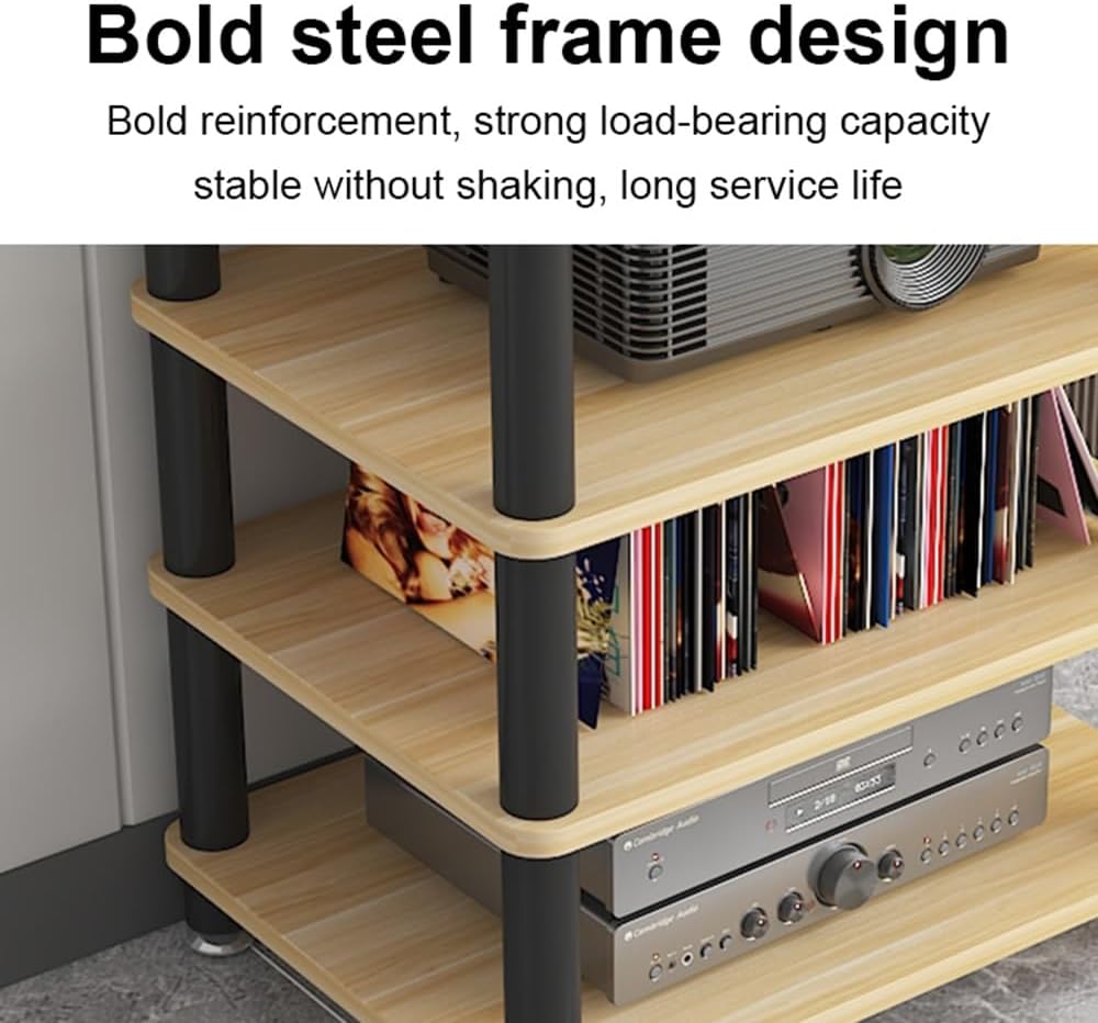 Record Player Shelf,Media Storage Cabinet Rack Tower, Modern Audio-Video Stand, 1/2/3/4-Tier Wood Stereo Cabinet(White,2 Tier)