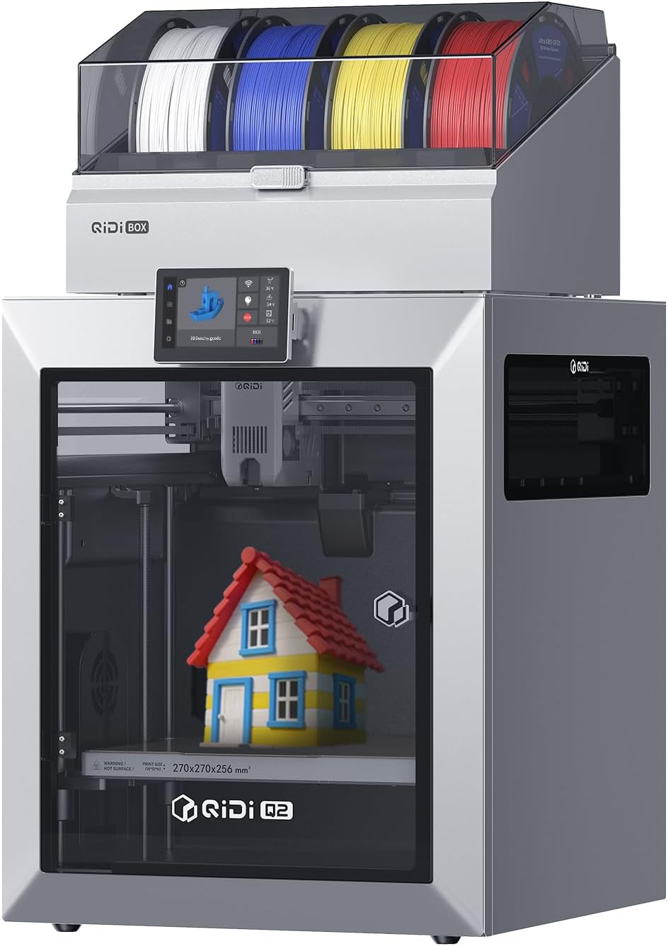 QIDI Q2 Combo 3D Printer, Enclosed FDM with 65℃ Heated Chamber, Ultra Air Filtration, 600mm/s High Speed, AI Camera, Full Auto Leveling, 270x270x256mm Build Volume, from Beginner to Expert