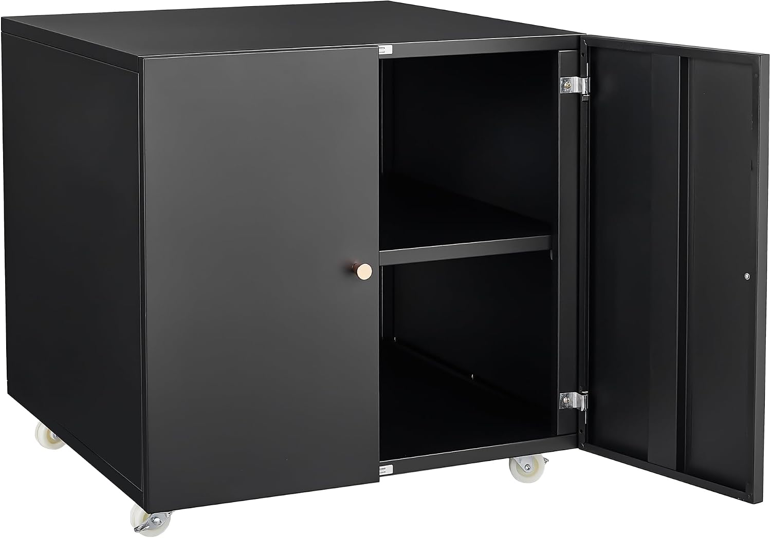 GarveeLife Metal Printer Stand with File Storage Cabinet, Printer Cabinet File Cabinet On Wheels with Door and Adjustable Shelf, Printer Table Stand for Home Office 23.62' H Black