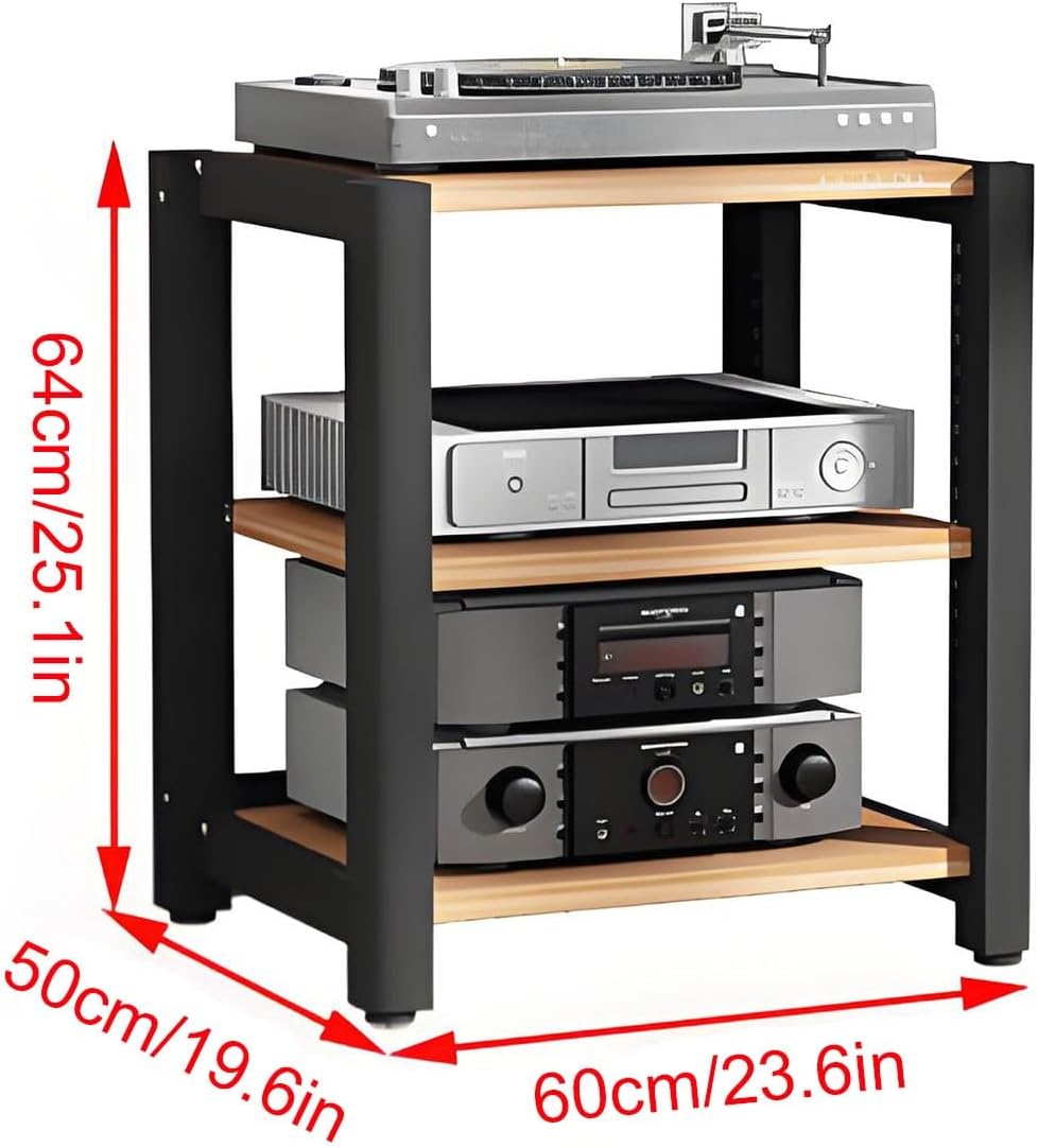 2/3/4/5 Tier Audio Cabinet Record Player Stand Audio Rack, AV Component Media Stand, Tower Player Stand, Home Stereo Rack System With Height-Adjustable Shelf, For DVD Players TV Box Game Console(Black