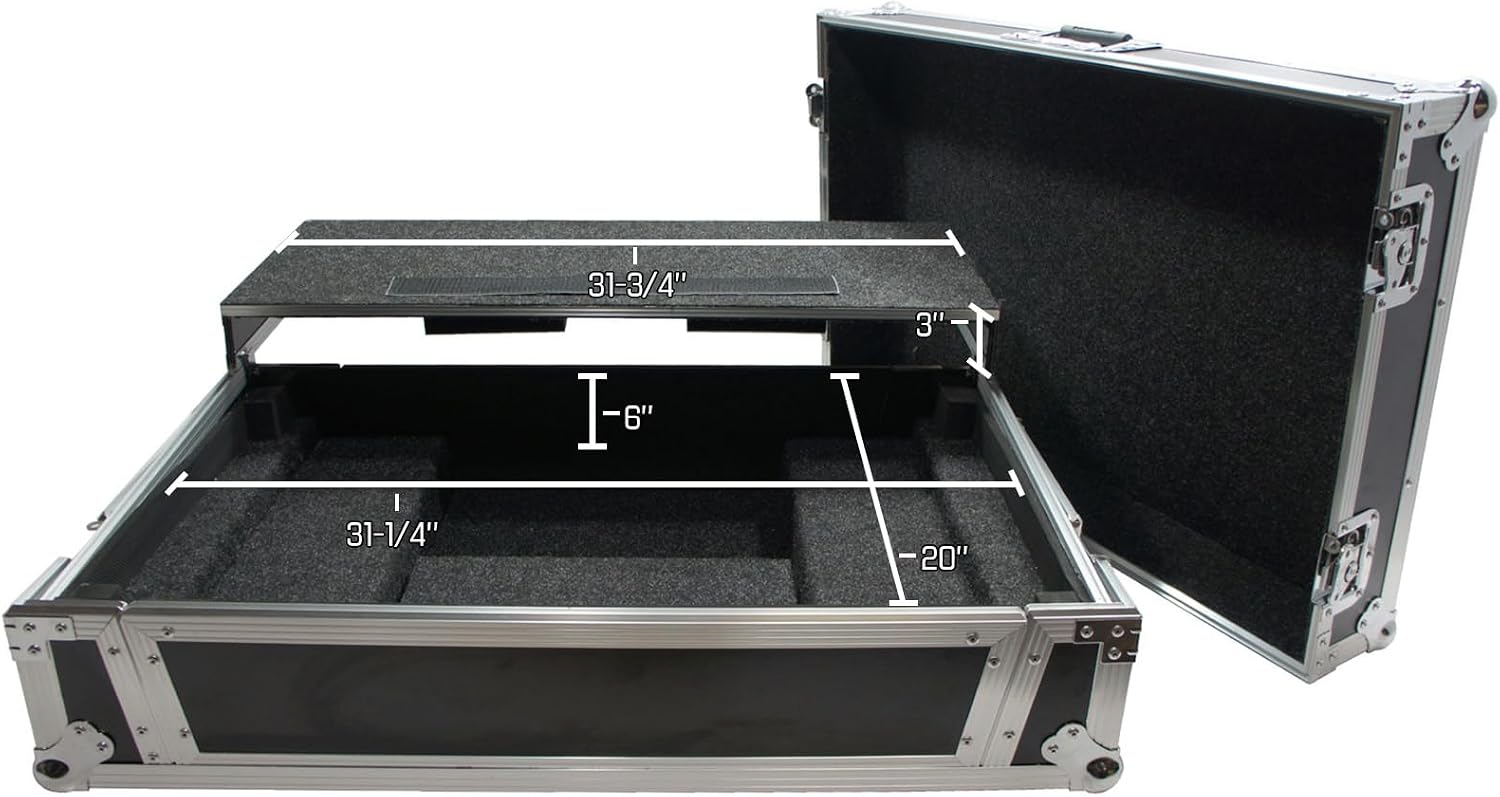 Harmony Audio HCNS7IIWLTTR Flight Glide Laptop Stand Road DJ Custom Case Compatible with Numark NS7II