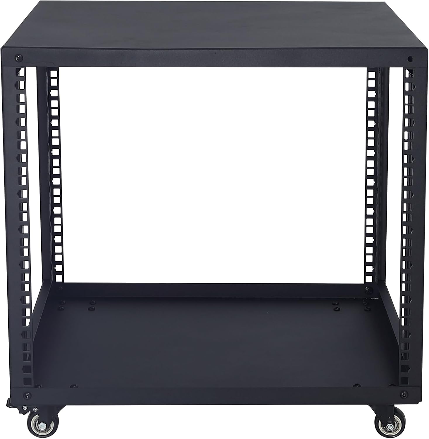 SC02 9U 19' Open Frame Network Server AV Gear Equipment Rack Mobile Storage Cabinet with Casters & a Shelf - for HsSome Audio & Video DJ Recording Studio Sound Equipment