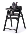 Momcozy DinerPal Wooden High Chair for Babies, Toddlers & Adults Up to 308 Lbs, Convertible Baby Highchair with Food-Grade Tray, Dishwasher-Safe, Adjustable & Ergonomic, Midnight Black