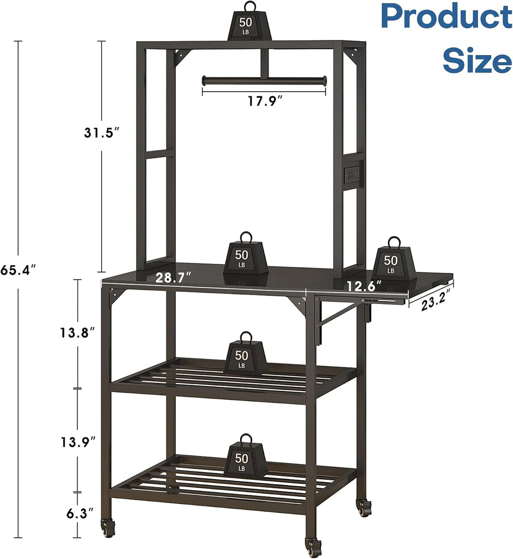 3D Printer Stand with Filaments Storage, 3D Printer Table Filament Storage Rack with Power Outlets Heavy Duty Printer Cart Desk for Workshop Studio Office