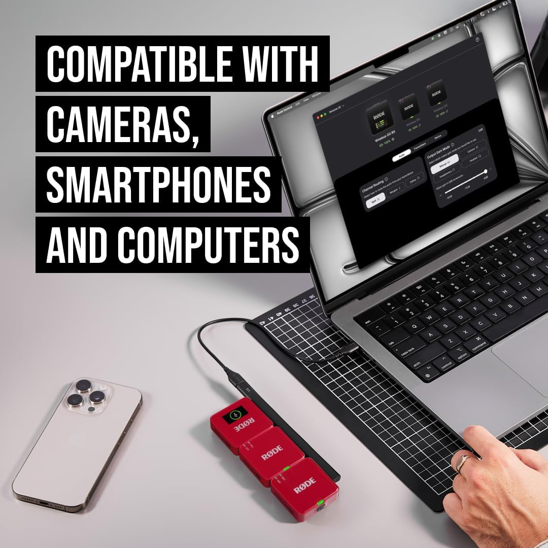 RØDE Wireless GO (Gen 3) – Compact Wireless Mic – Pristine Audio, 32-bit Float Recording, Automatic Level Control, for Phones, Cameras and Computers (Red)
