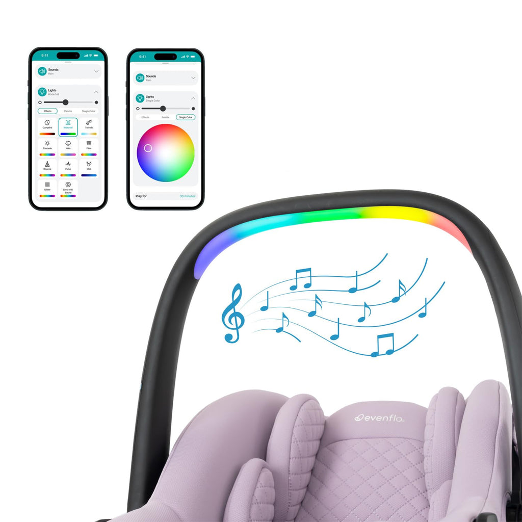 Evenflo LiteMax NXT Rear-Facing Lightweight Preemie and Infant Car Seat 3-30lbs with SensorySoothe. Easy Install with Base (Agate)
