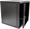 NavePoint 12U Server Rack Enclosure - 23.6' Deep, 12U Wall Mount Network Cabinet with Locking Glass Door for 19' IT Equipment, 12U Network Rack with 2 Fans, Removable Side Panels, Black