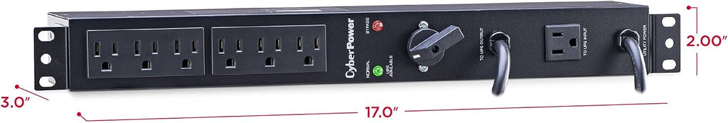 CyberPower MBP15A6 Maintenance Bypass PDU, 120V/15A, 6 Outlets, 1U Rackmount Black