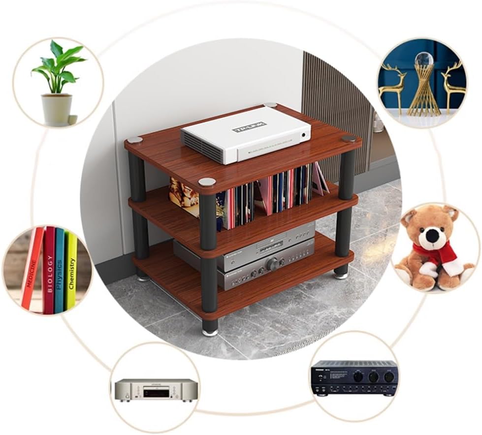 Media Storage Cabinet Rack Audio Tower, Modern Audio-Video Media Stand, 1/2/3/4-Tier Media Cabinet, Wood Stereo Cabinet(Black,4 Tier)