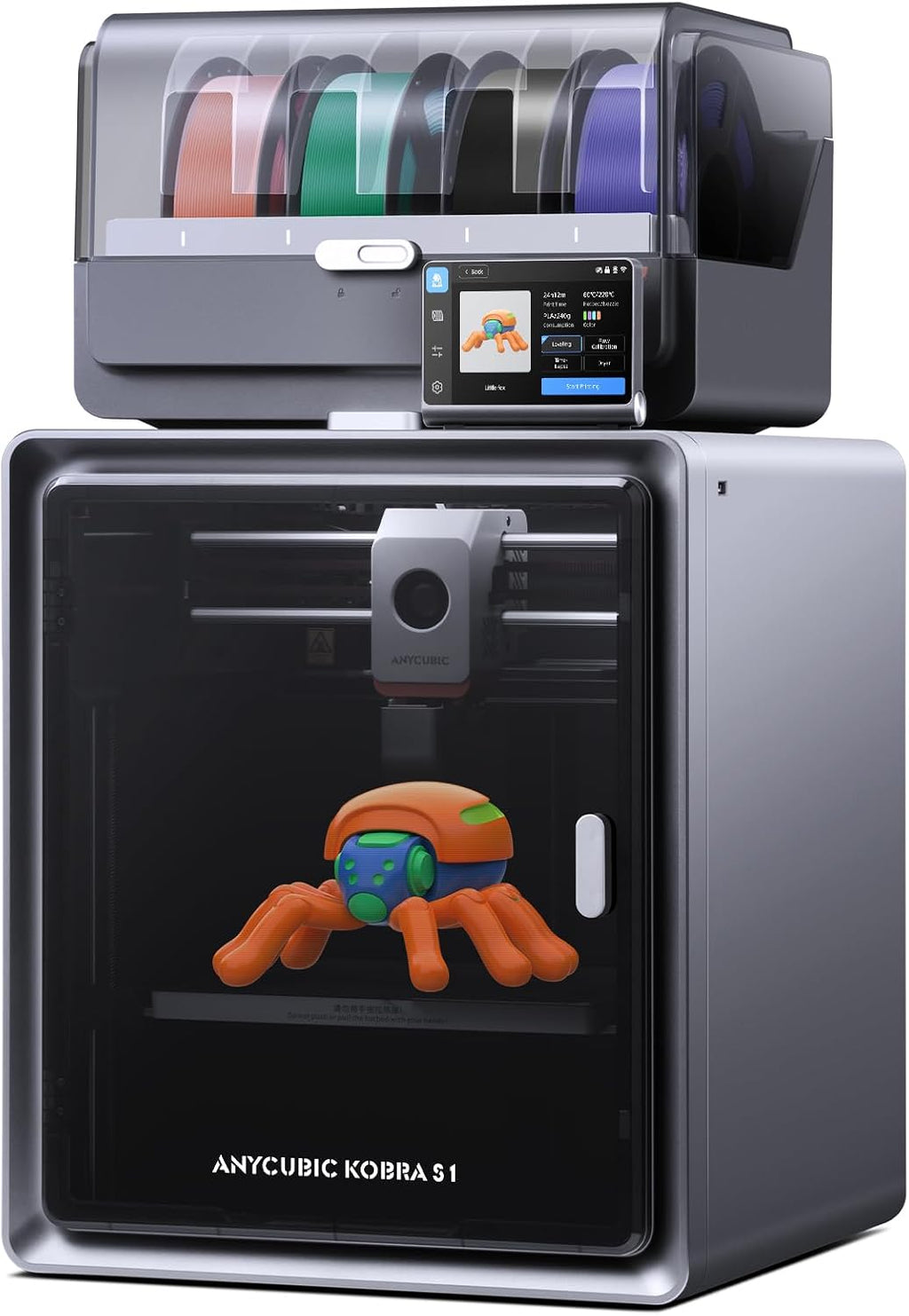 Anycubic Multicolor 3D Printer, Kobra S1 Combo Core XY Stable Structure with Sealed Printing High Precision 600mm/s Fast Speed Auto Calibration Ideal for Precision and Efficiency 9.8'x9.8'x9.8'