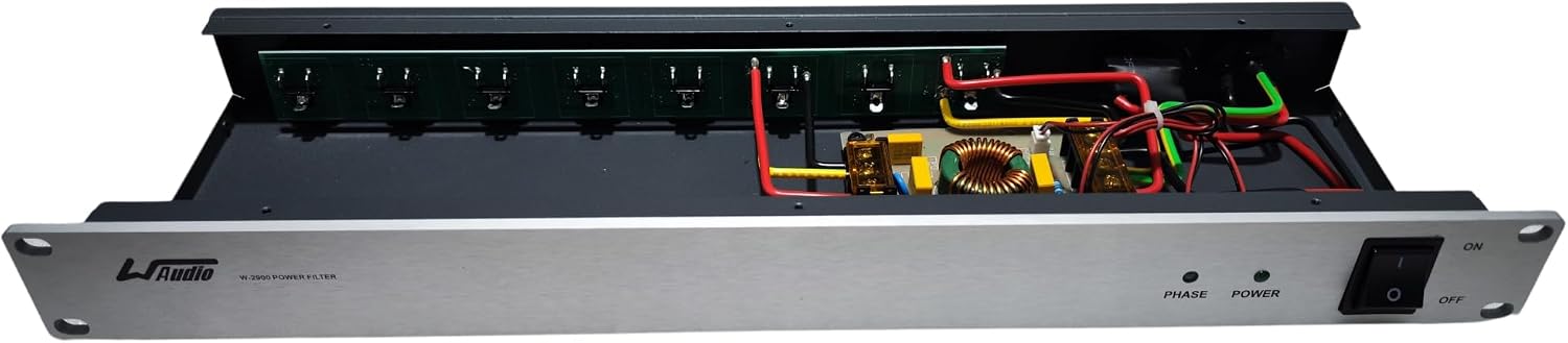 WAudio 1U Rackmount Power Conditioner - AC Noise Power Filter, Mains Purifier with Surge Protection (Silver)