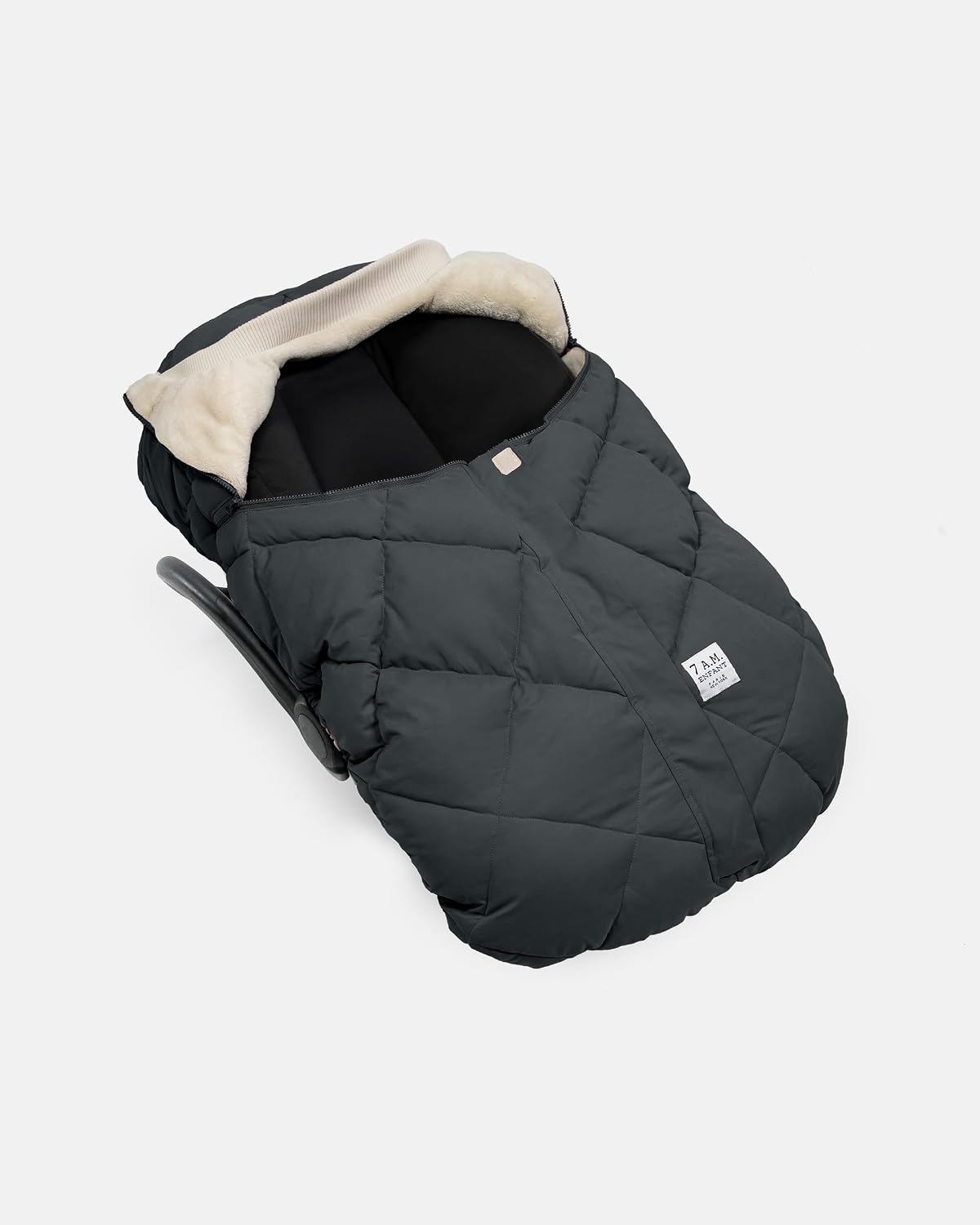 7AM Enfant Car Seat Covers - Cocoon Baby Cover for Boys & Girls, Rain & Snow Repellent, Breathable Windproof, Center Zipper, Universal Fit for Infant Car Seat (0-12M) (Smokey Quilted)