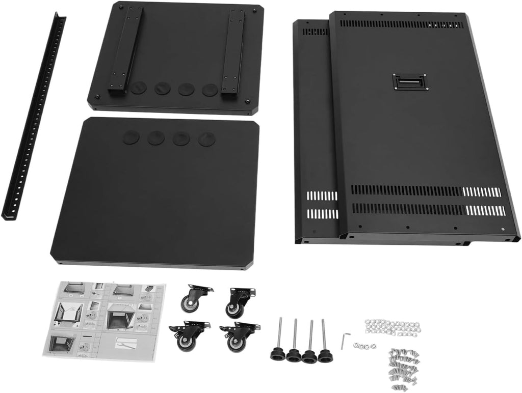 18U Stereo & Studio Rack with Wheels Rolling Network Cabinet Open Frame Audio Component Rack Cabinet Recording Studio Racks with Lifting Handle for Video Music Recording & IT Equipment-Black