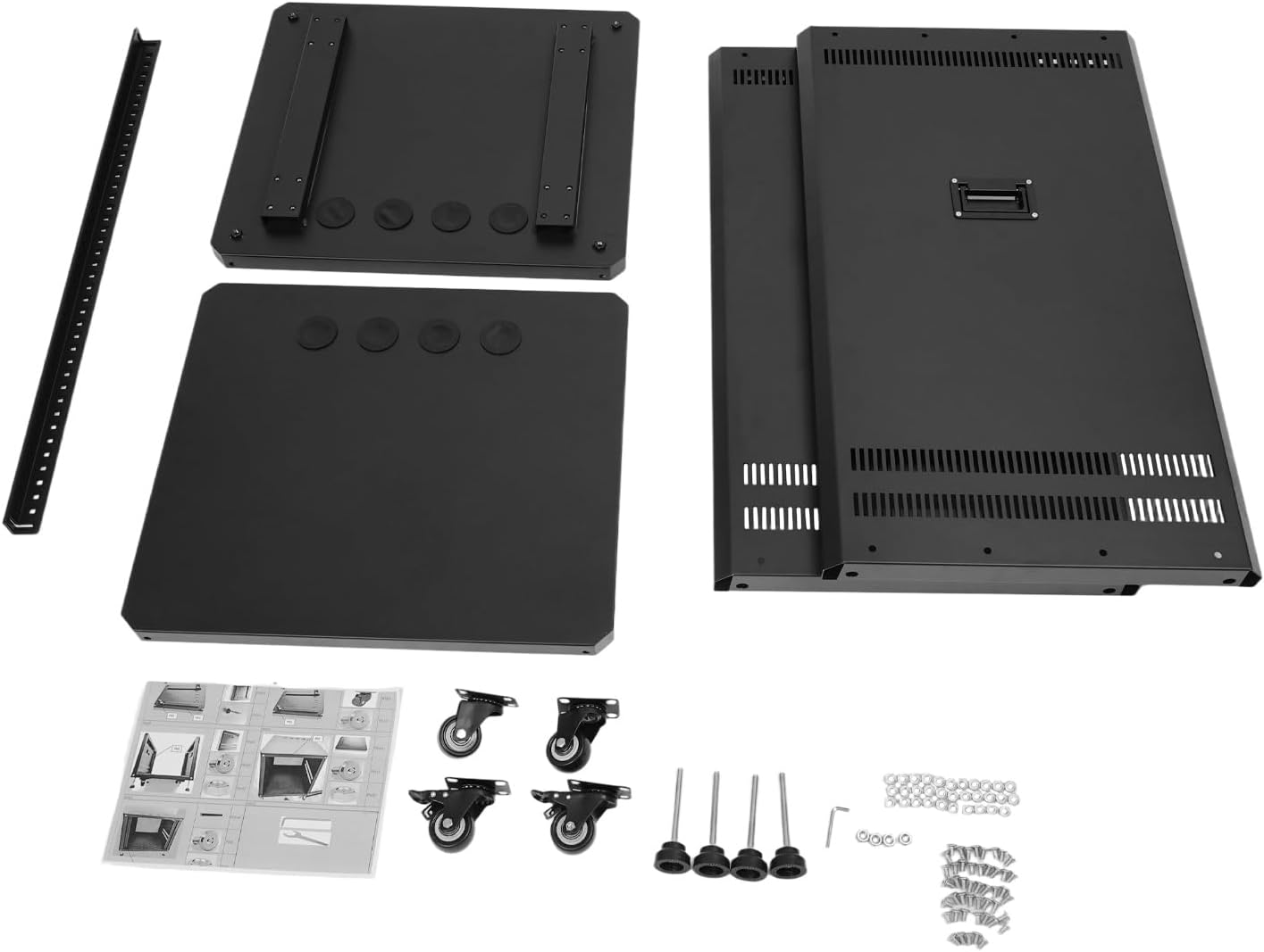 18U Stereo & Studio Rack with Wheels Rolling Network Cabinet Open Frame Audio Component Rack Cabinet Recording Studio Racks with Lifting Handle for Video Music Recording & IT Equipment-Black