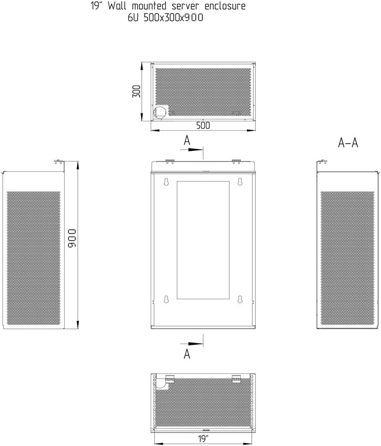 6U Vertical Wall Mount Server Rack Cabinet, 19 Inch Network Enclosure, 35' Full-Length Capacity, Mesh Door, Space-Saving Rack for Switches, Routers, Patch Panels