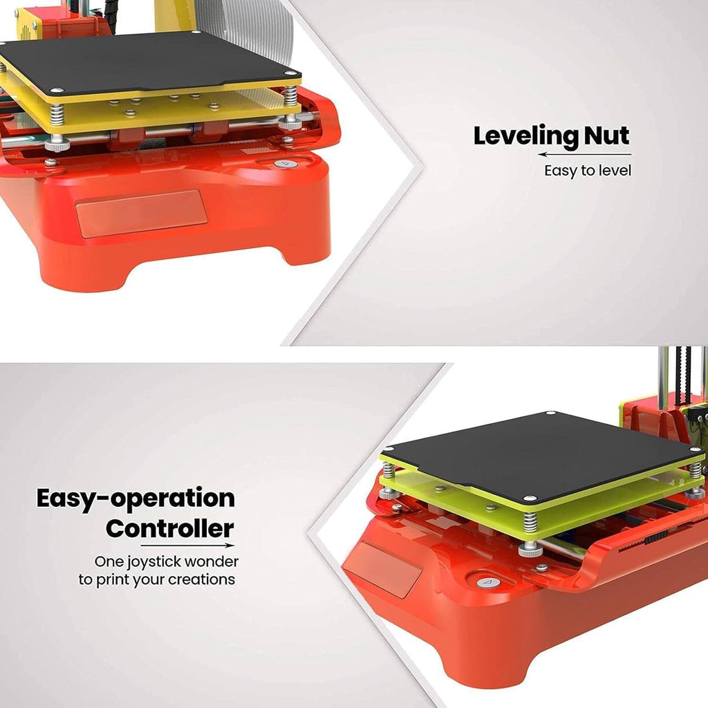 K7 3D Printer, Mini 3D Printer for Kids, 100 * 100 * 100 Mm Print Size, with Pla Filament Magnetic Removable Plate USB Cable Tf Card, Leveling-Free Printer