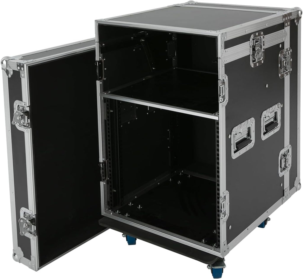 10U PA DJ Rack, Heavy Duty Mobile Audio Equipment Cabinet with 4 Locking Casters, 661 lbs Capacity Audio Rack Case for Studio, Live Sound (10U)