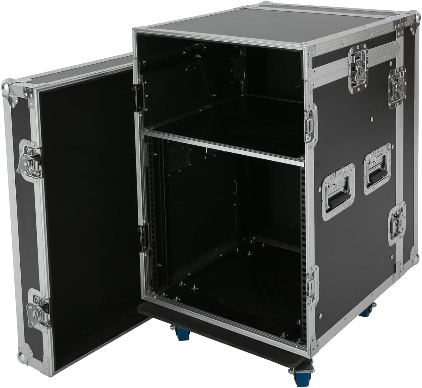 10U PA DJ Rack, Heavy Duty Mobile Audio Equipment Cabinet with 4 Locking Casters, 661 lbs Capacity Audio Rack Case for Studio, Live Sound (10U)