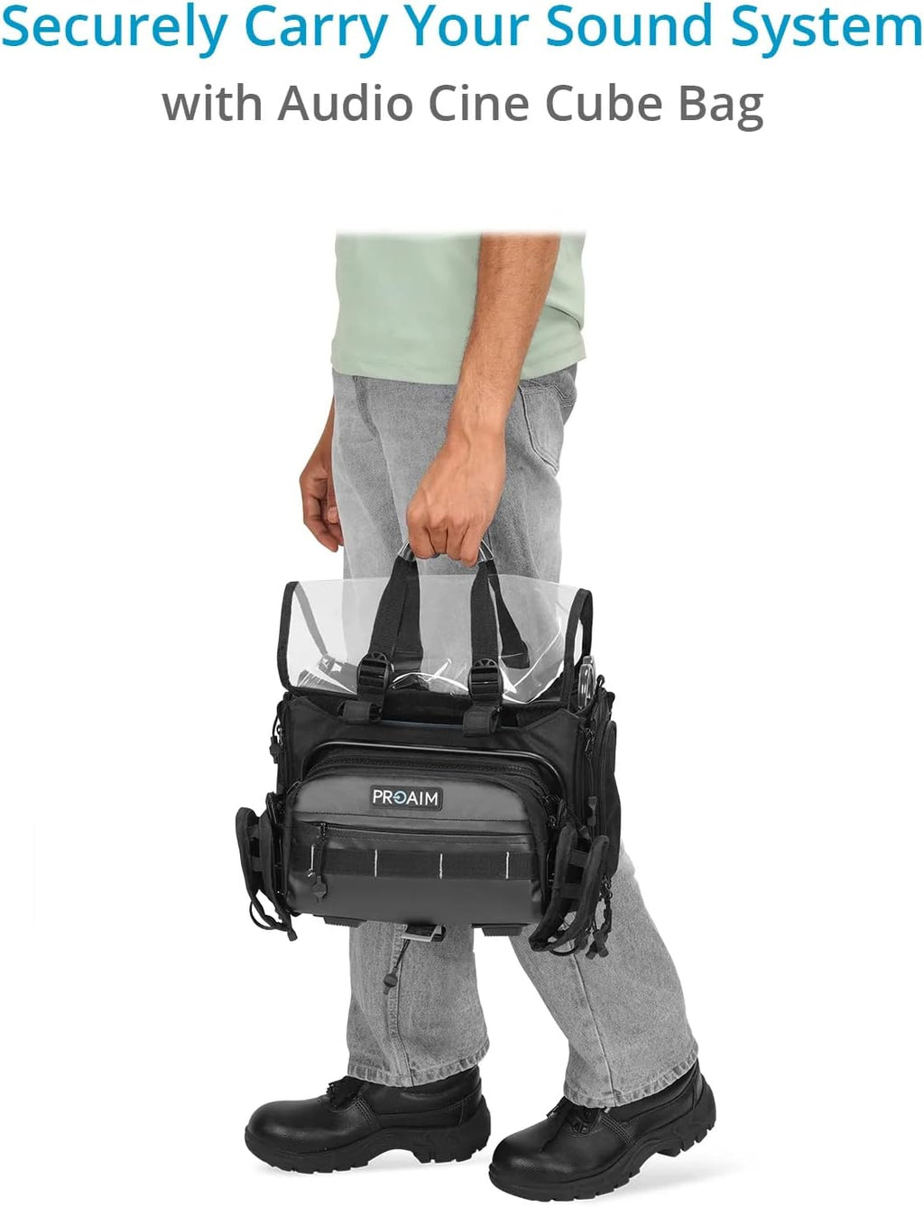 PROAIM Audio Cine Cube Bag w Top Clear TPU. For Sound Mixers & Wireless Receivers. (P-CBAM-01)