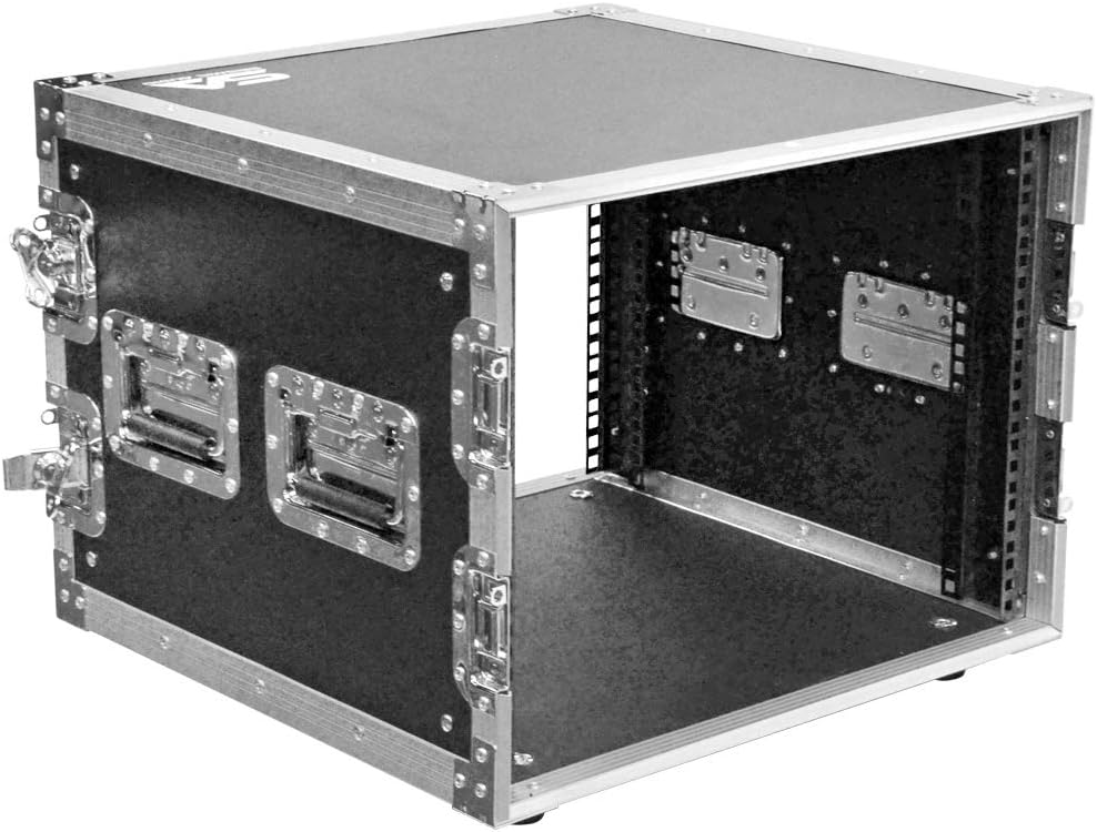 Seismic Audio - SATAC8U - Heavy Duty 8 Space ATA Rack Case - 8U PA DJ Amplifier Flight Road Case - Pro Audio DJ Rack