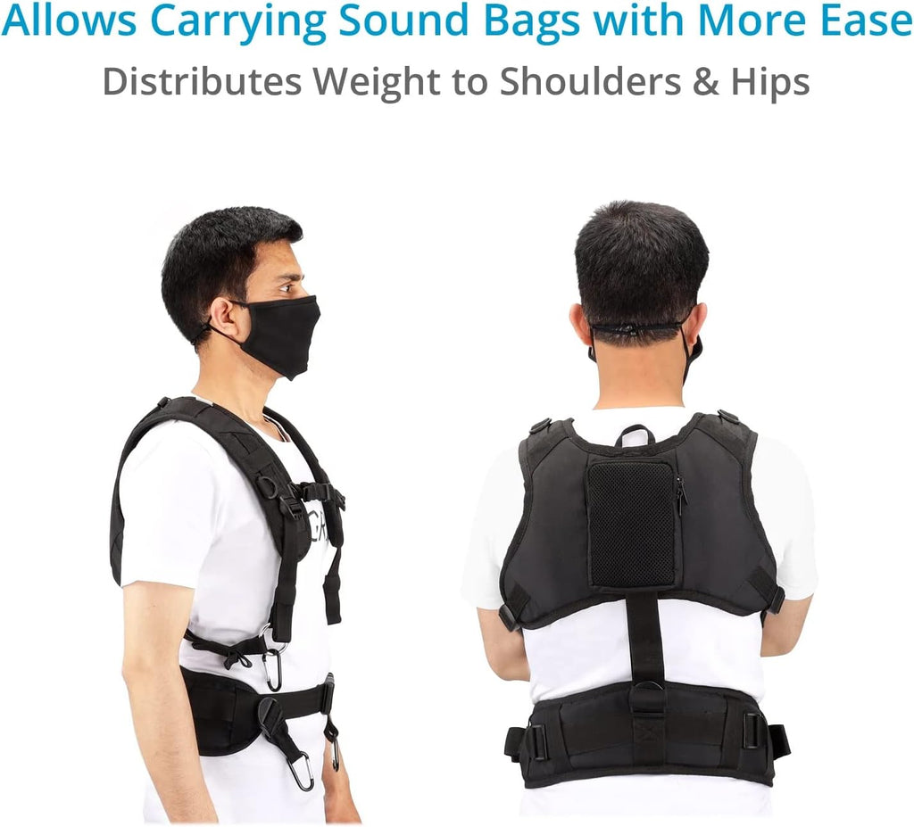 PROAIM Cube Universal Jacket for Field Audio Recorder Bags | Adjustable Vest for Sound Recordists, Soundmen & Audio Mixers - Comes with Accessory Pockets for Often Used Tools (JK-CBUH-01)