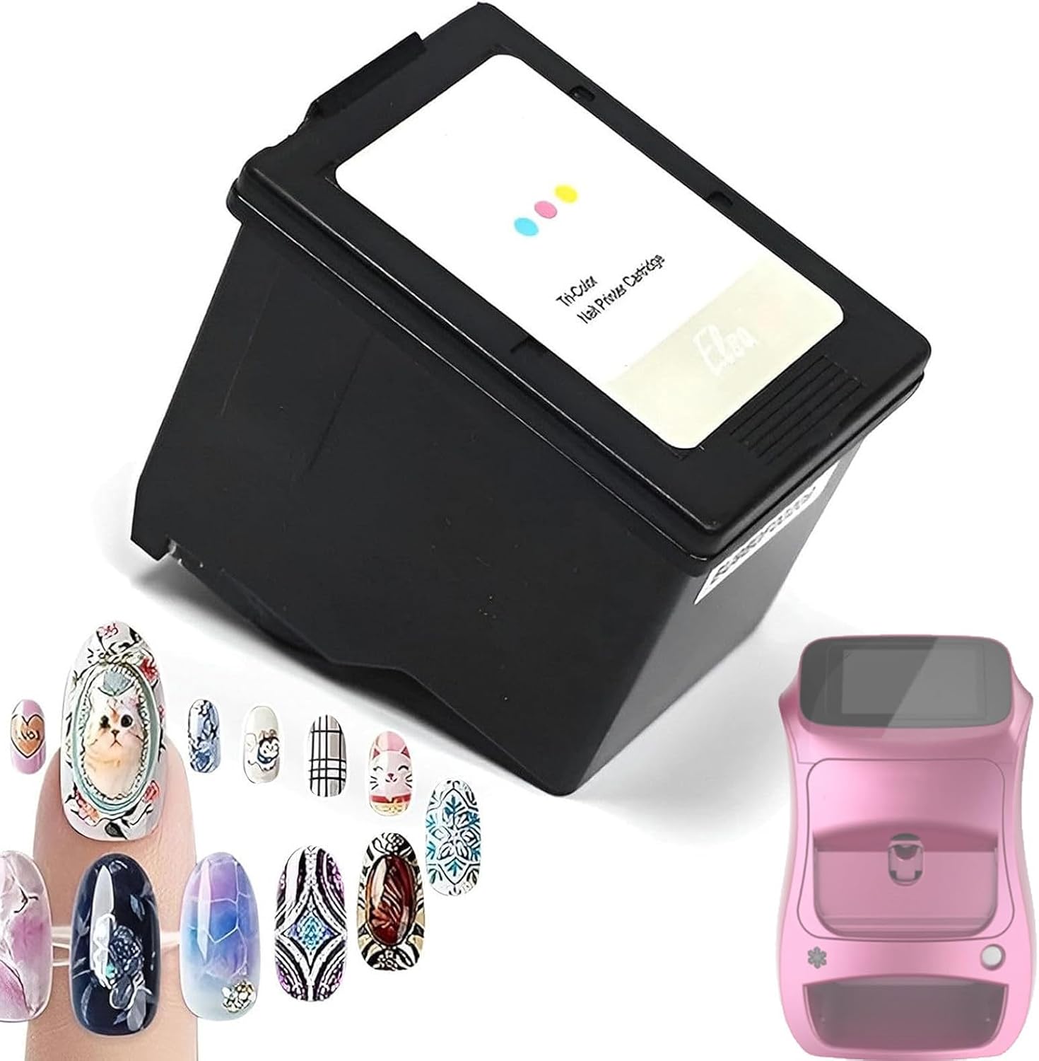 Special Inkjet Ink Cartridge for Nail Printer, 3D Color Ink Cartridge with HD Painting for 800 Nails, for Girls' Home Nails Care and Nail Art Equipment Printing Machine Pinkinkcartridge