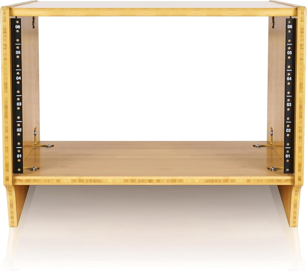 Sound Town DIY 6U Angled Desktop Turret Studio Rack, Solid Carbonized Bamboo, Assembly Required (STBR-6SL)