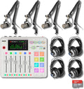 Rode RODECaster Pro 2 (White) Production Console with 4 PodMic Podcasting Microphones, PSA1+ Professional Boom Arms, Over-Ear Headphones, 32GB microSD Card, XLR Cables and StreamEye Cloth