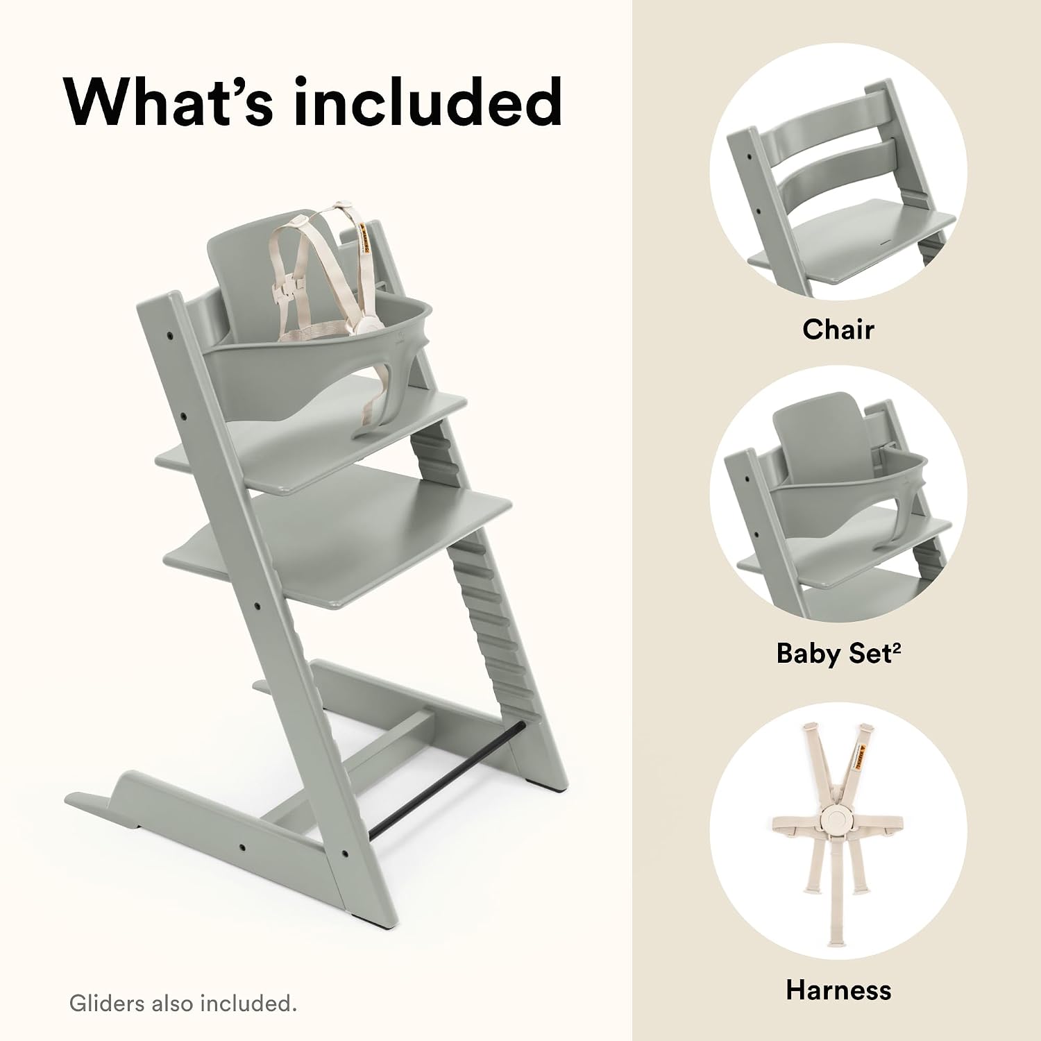 Stokke Tripp Trapp High Chair 2, Glacier Green - Includes Chair + Baby Set with Removable Harness for Children 6-36 Months - Adjustable, Ergonomic & Easy to Clean