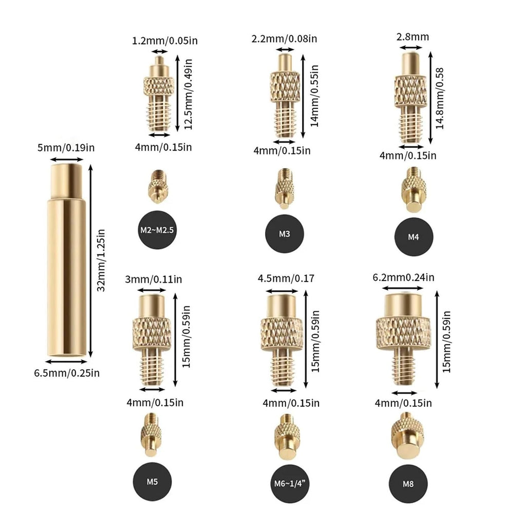 Heat Set Insert Press Tool Stealth Press Kit Soldering Iron Tip Thread Insert Nut Embedded Kit M2 M3 M6 M8 for 3D Printing Parts(No Soldering Iron)