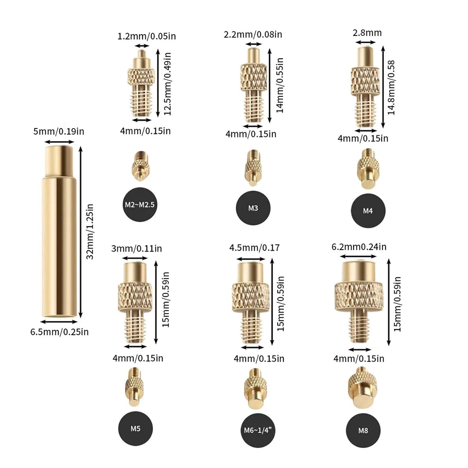 Heat Set Insert Press Tool Stealth Press Kit Soldering Iron Tip Thread Insert Nut Embedded Kit M2 M3 M6 M8 for 3D Printing Parts(No Soldering Iron)
