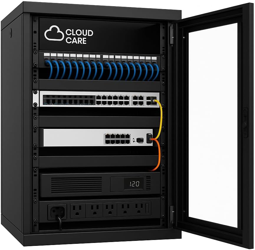Cloud Care Rack PDUMH20 PDU Bundle – Pre-Configured with 42U SR42UB Enclosure, SMART2200RM2U UPS, GS752TXP Switch, FG-100F-BDL-809-36 Firewall