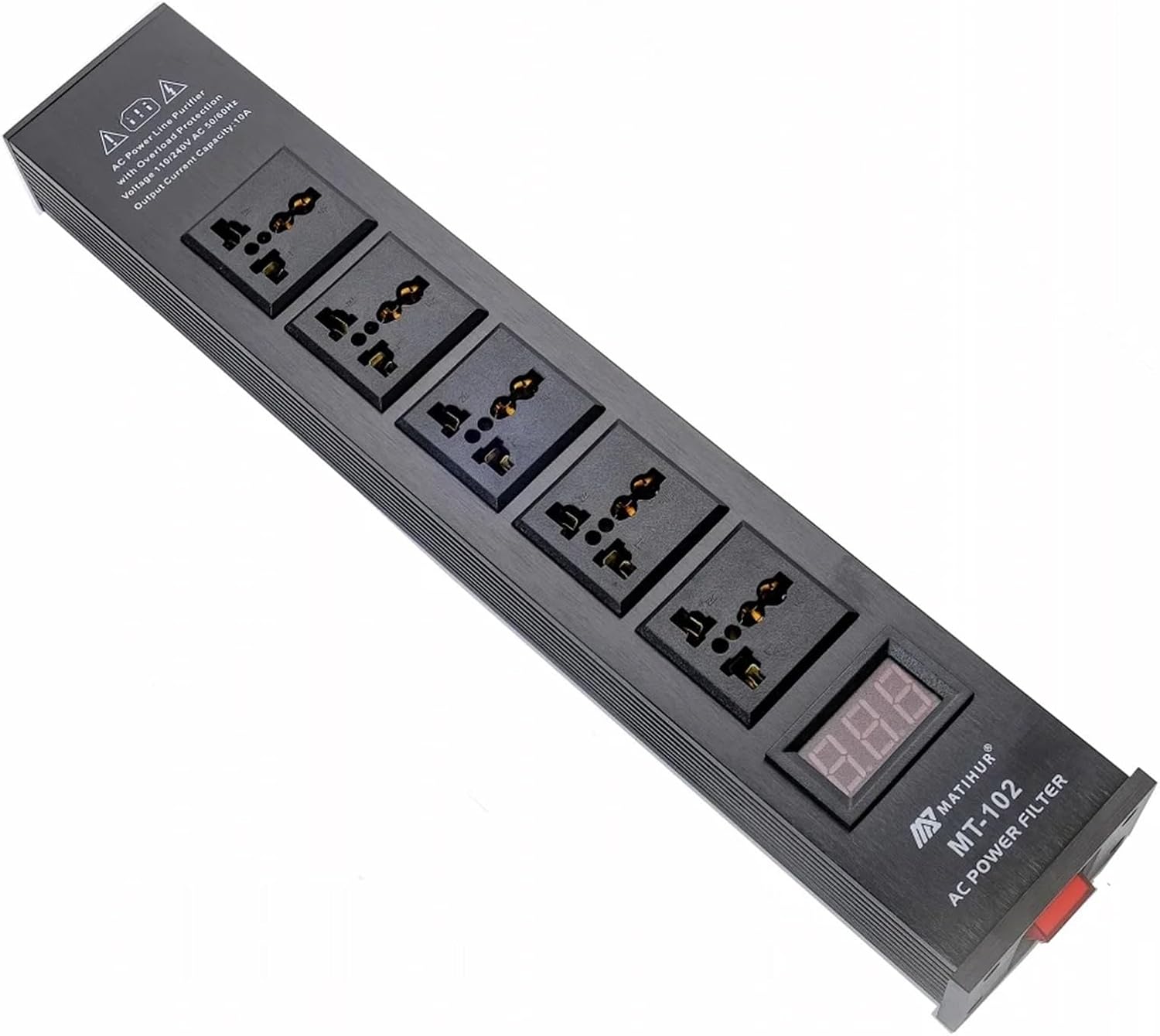 1PCS MT-102 Audio Noise AC Power Filter Power Conditioner Power Purifier Surge Protection with EU Outlets Power Strip HiFi(Black EU Power line)
