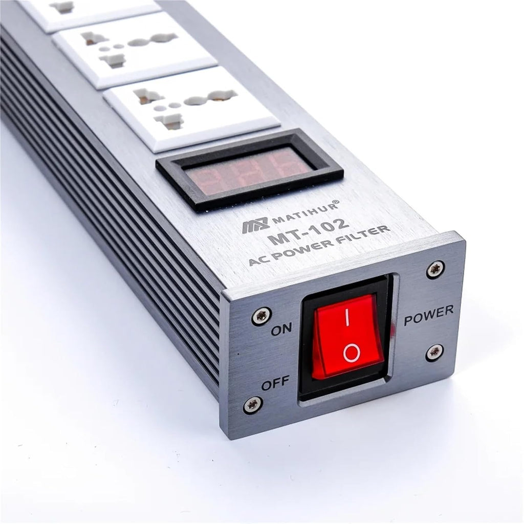 1PCS MT-102 Audio Noise AC Power Filter Power Conditioner Power Purifier Surge Protection with EU Outlets Power Strip HiFi(Black EU Power line)