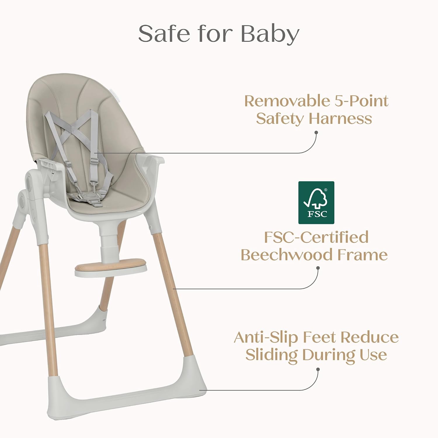 Delta Children Duet 2-in-1 High Chair and Infant Seat - Dishwasher Safe Meal Tray - FSC-Certified Wood, Taupe