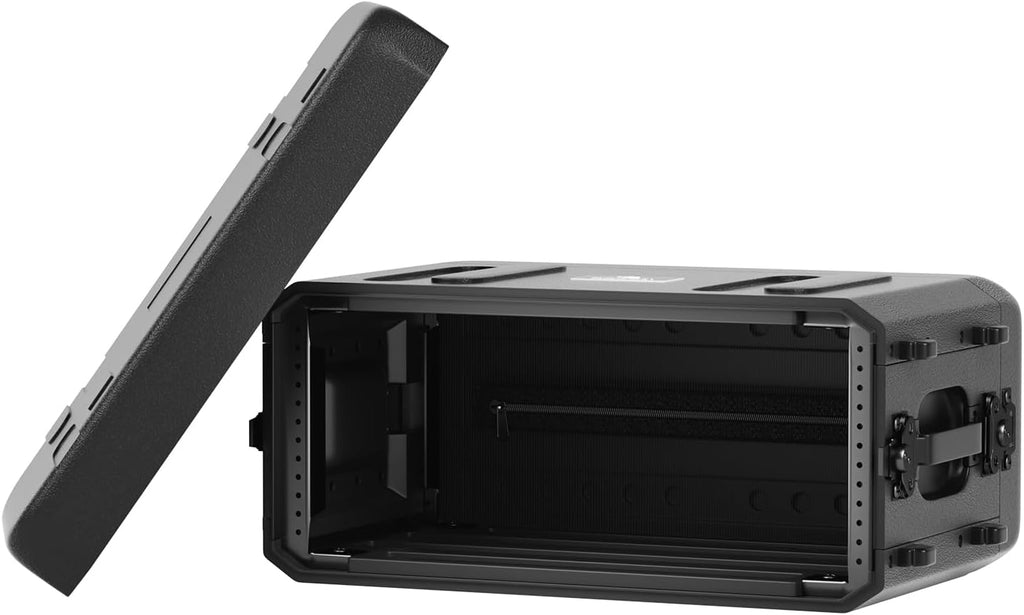 Phenyx Pro 4U Shallow Rack Case, 19' Rackmount Road Case, Detachable Front and Back Cover Storage, Shockproof & Waterproof, Server Rack Cabinet for Wireless Mic Systems, IEMs, Amplifiers (PRCSE-4U)