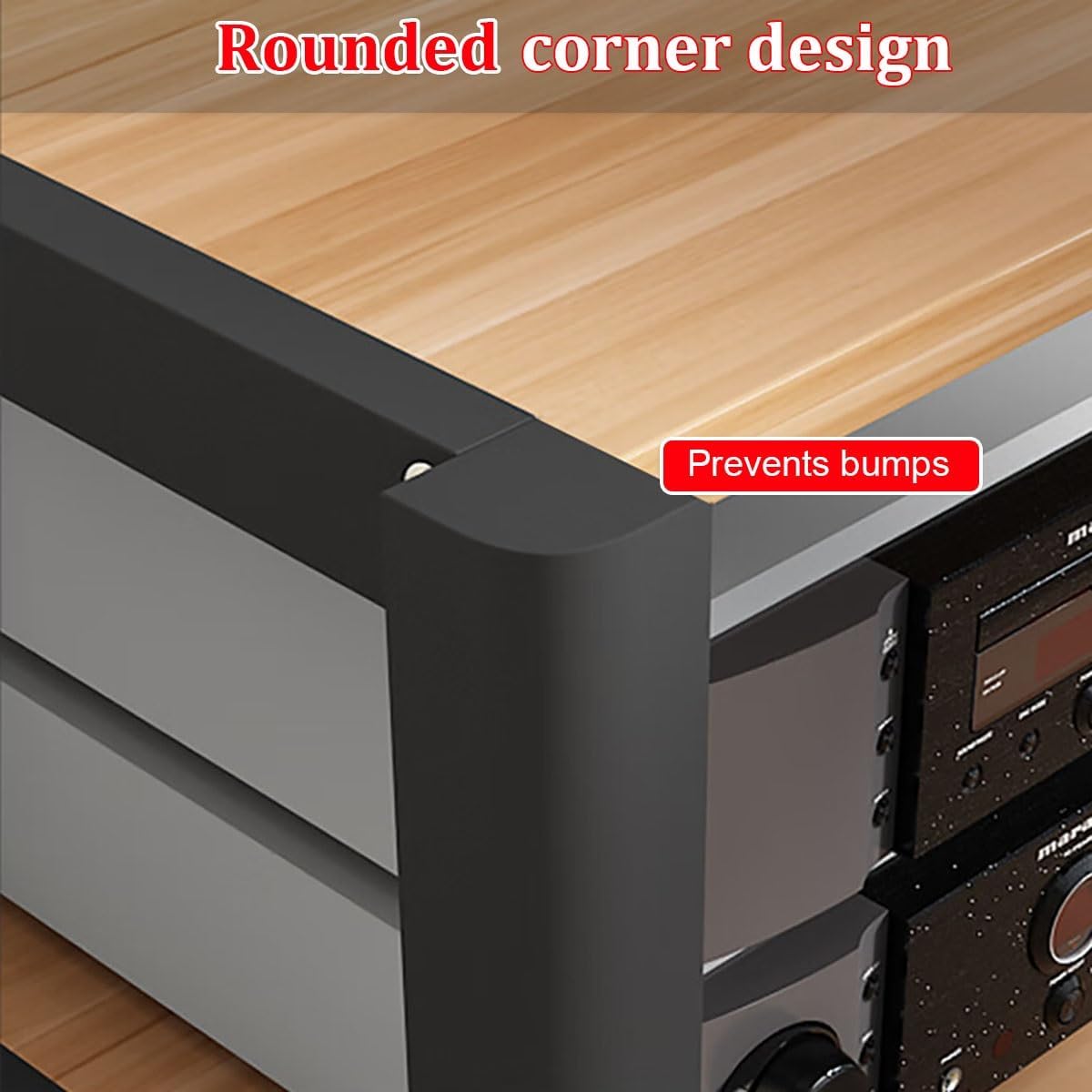 2/3/4/5 Tier Audio Cabinet Record Player Stand Audio Rack, AV Component Media Stand, Tower Player Stand, Home Stereo Rack System With Height-Adjustable Shelf, For DVD Players TV Box Game Console(Black