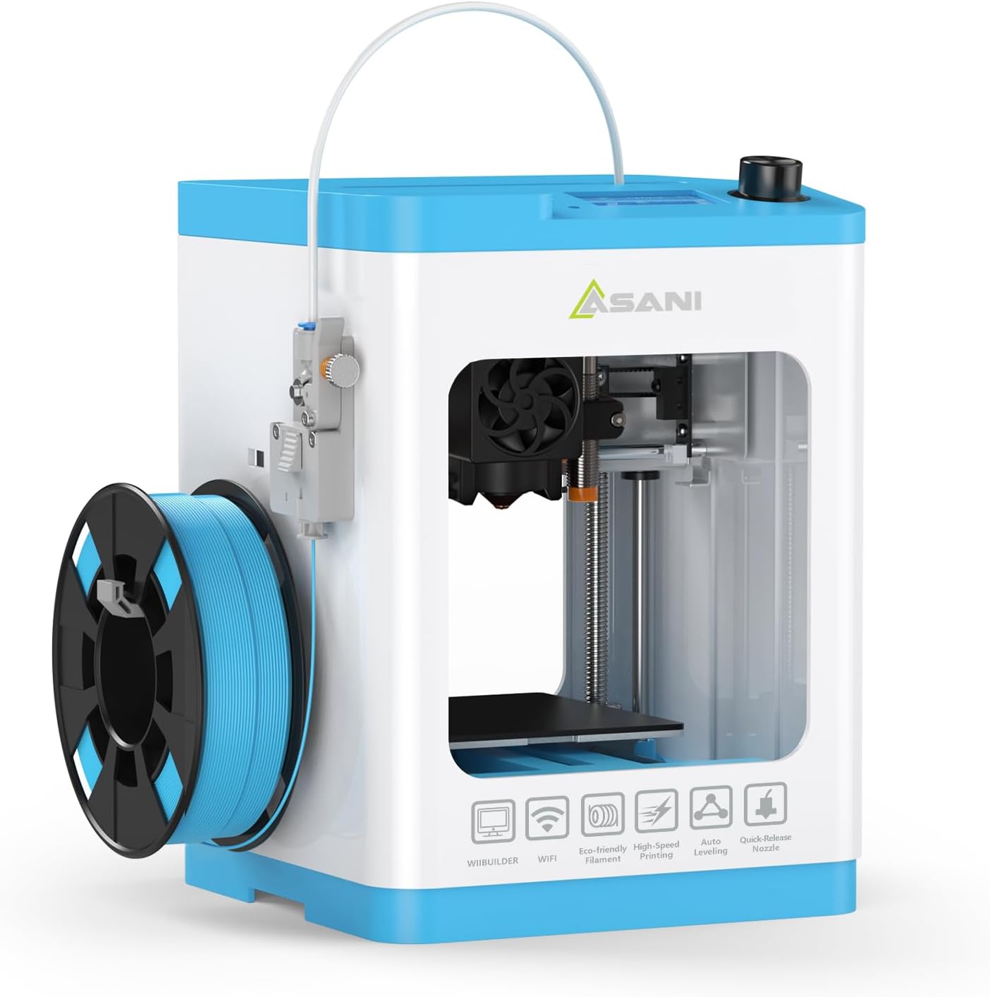 Fully Assembled Mini 3D Printer for Kids and Beginners, Complete Starter Kit, Auto Leveling 3D Printing Machine, PLA Filament, SD Card, WiFi, MAC Windows Linux (Blue (Upgraded Tina2 Plus Version))