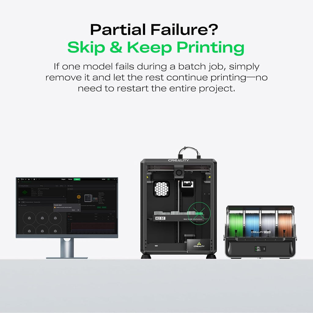 Creality K2 SE 3D Printer, 500mm/s High-Speed Printing, Support Multi Color 3D Printing Needs CFS, Solid Metal Build, Auto Leveling, Direct Drive Extruder, Quick-Swap Nozzle, 220×215×245mm Print Size