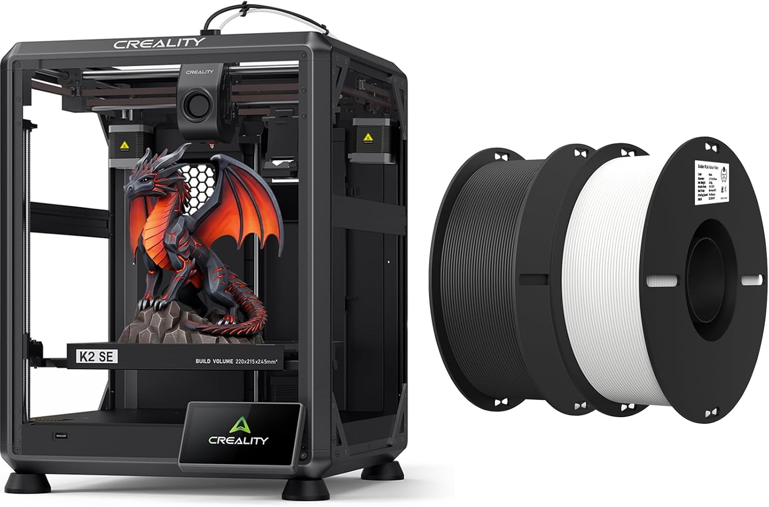 Creality K2 SE 3D Printer Bundle with 2kg PLA Filament 1.75mm Black & White