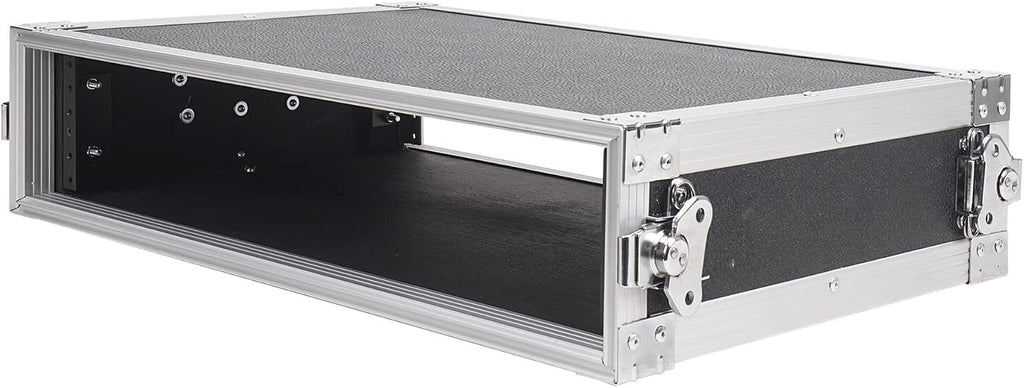 Sound Town 2U PA/DJ Rack/Road Case, 2-Space, with 16' Rackable Depth, Plywood, Metal Ball Corners - Pro Tour Grade (STRC-2U)