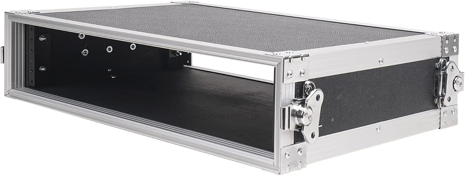 Sound Town 2U PA/DJ Rack/Road Case, 2-Space, with 16' Rackable Depth, Plywood, Metal Ball Corners - Pro Tour Grade (STRC-2U)