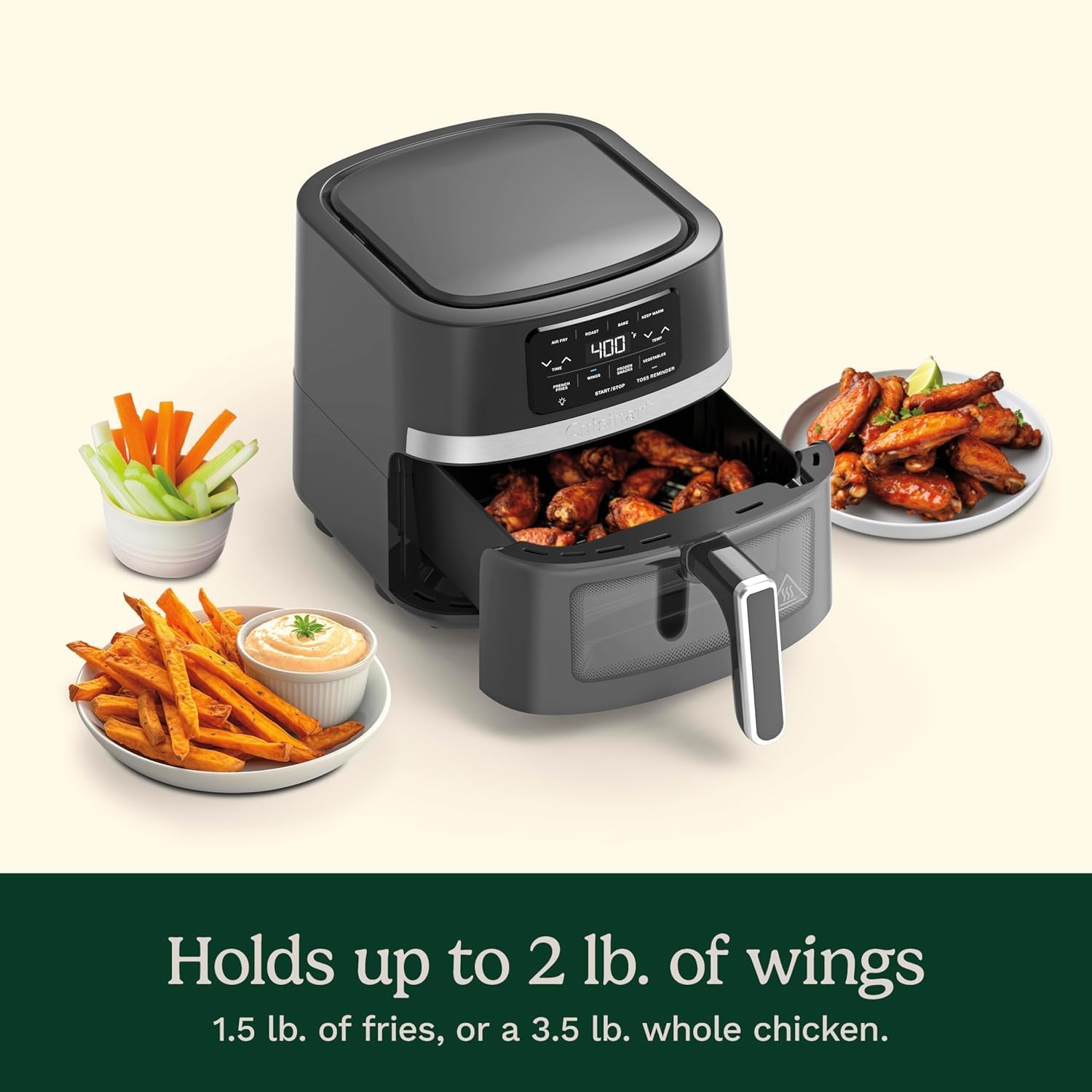 Cuisinart 4.5-Qt Basket Air Fryer, Interior light, Dishwasher-Safe Parts, 4 Presets, Roast, Bake, Broil, Air Fry & Keep Warm for Quick & Easy Meals (AIR-160C)