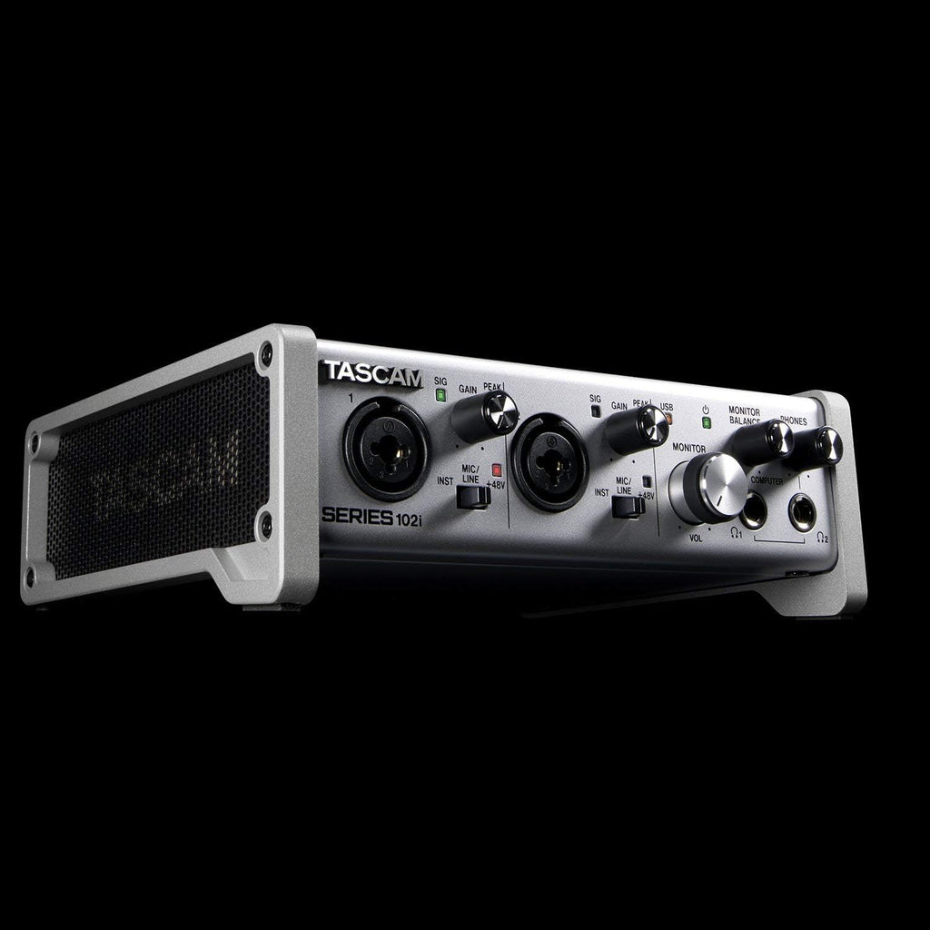 Tascam SERIES 102i 10 IN/2 OUT USB Audio Interface with MIDI, DAW Recording Software for Songwriting, Podcasting, Recording,Silver