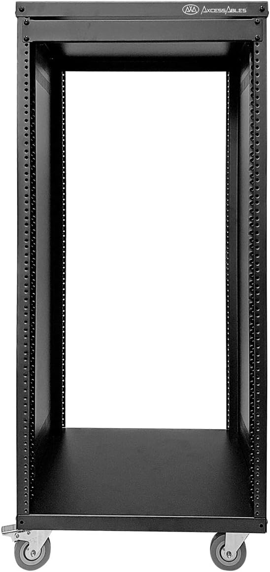 AxcessAbles 22U 19-Inch Rolling IT Server Rack 550LB Heavy Duty Open Frame with Removable Side Panels Large 3-Inch Locking Casters for Servers Networking and Rackmount Gear Includes 5mm and 6mm Screws
