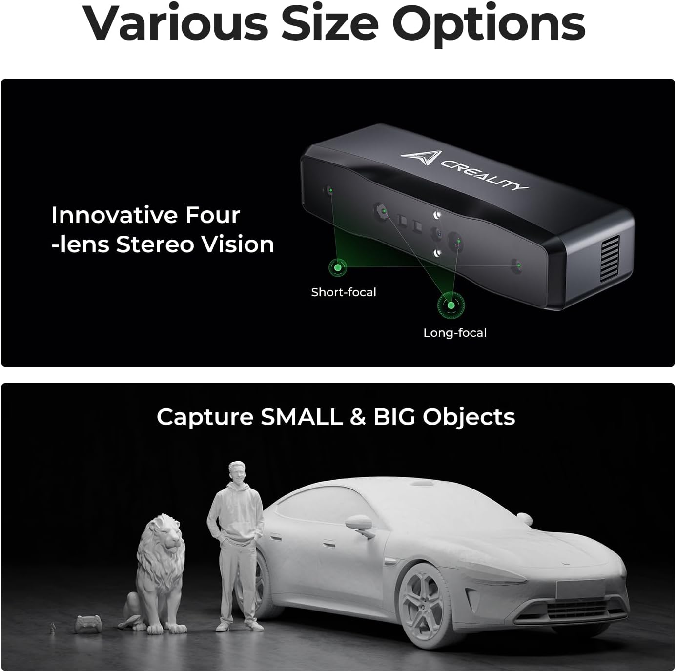 Creality Otter Lite Basic 3D Scanner with High Precision 0.05mm, up to 30FPS Scanning Speed, Support 20-2000mm Objects for Windows Mac iPhone Android, Reverse Engineering & DIY Projects