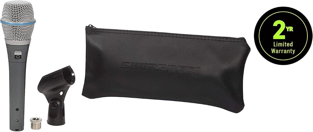 Shure BETA 87A Studio Grade Vocal Microphone with Built-in Pop Filter - Single Element Supercardioid Condenser Mic with A25D Mic Clip and Storage Bag, Ideal for Studio Recording and Live Performances
