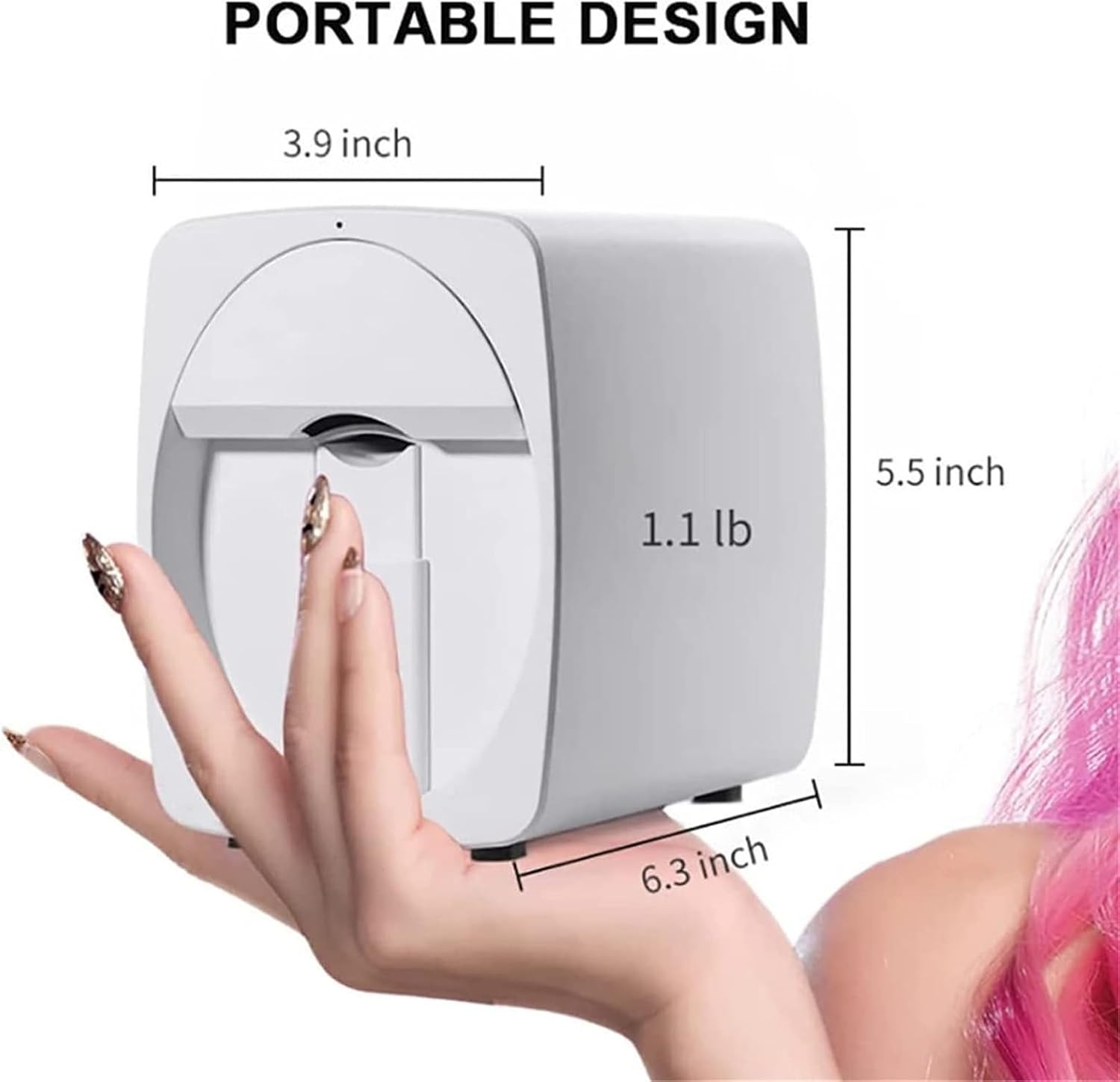 Portable 3D Nail Painting Machine - Digital Mobile Nail Art Printer Control Through Free Mobile App for DIY Nail Art at Home or Salon Gifts for Cute Girls and Women