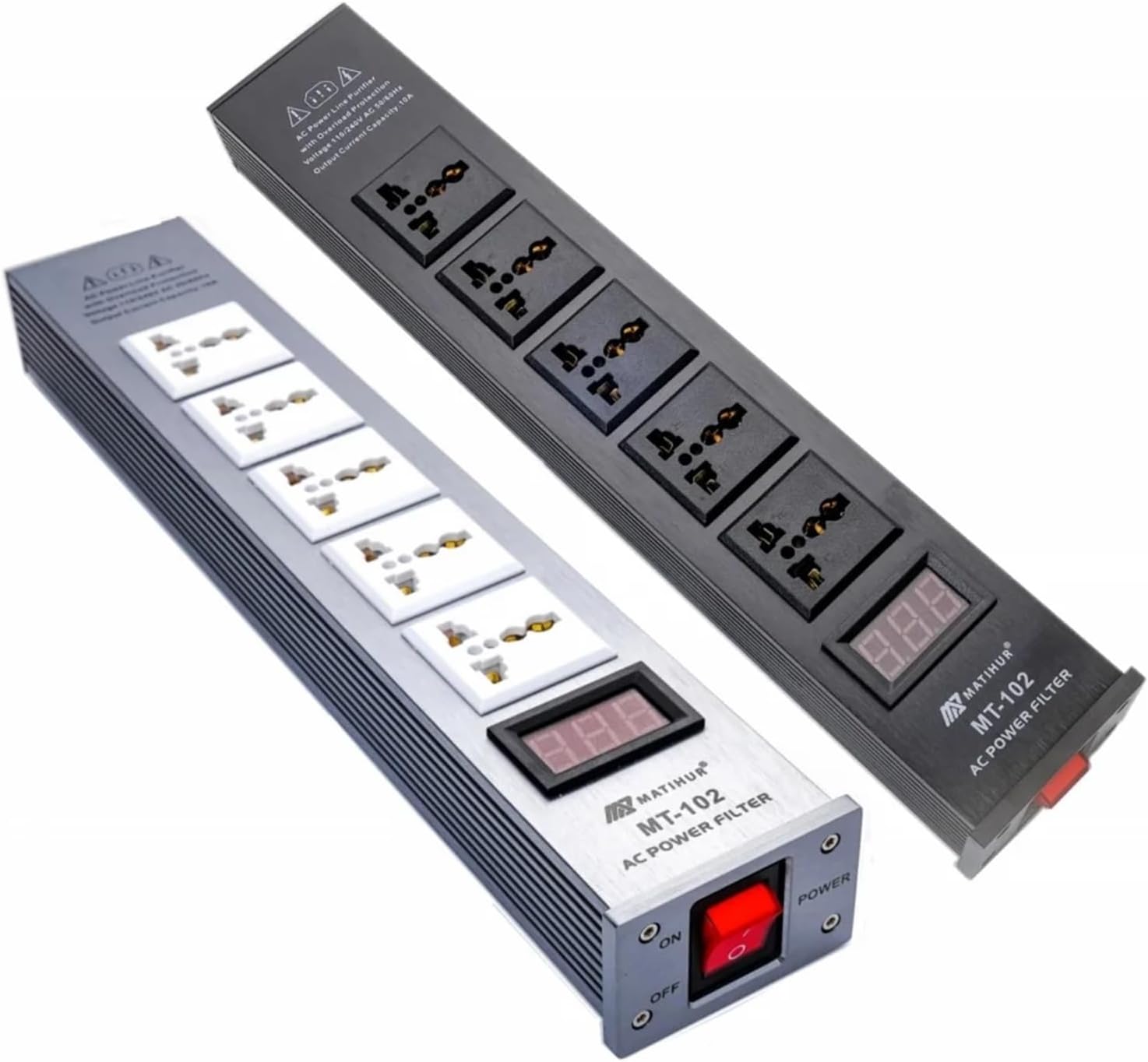 1PCS MT-102 Audio Noise AC Power Filter Power Conditioner Power Purifier Surge Protection with EU Outlets Power Strip HiFi(Black EU Power line)