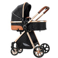 2 in 1 Baby Stroller,Infant Stroller Convertible,High Landscape Baby Carriage,Foldable Pushchair with Adjustable Canopy(Black)